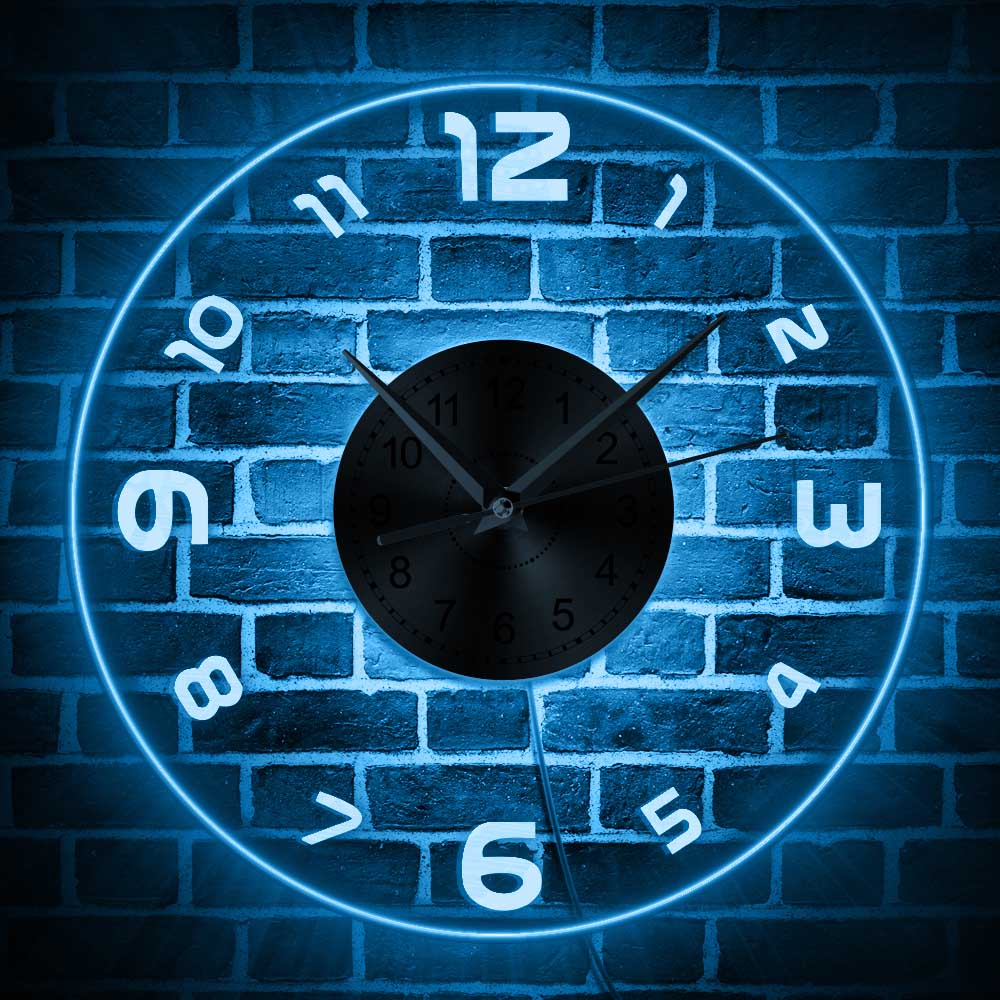 Modern Arabic Numerals Illuminated LED Wall Clock Home Interior Decor Wall Hanging Timepiece Glow in Dark Atmosphere Light Watch