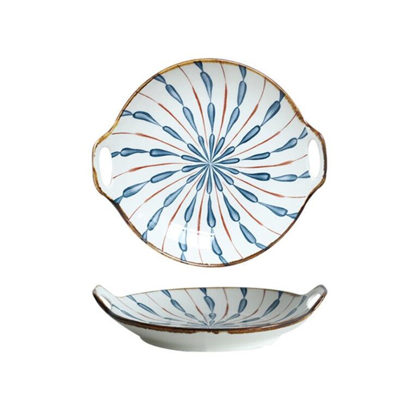Japanese blue water drops Dinner Plate Set Ceramic Kitchen Plate Tableware Set Food Dishes Rice Salad Noodles Bowl Soup