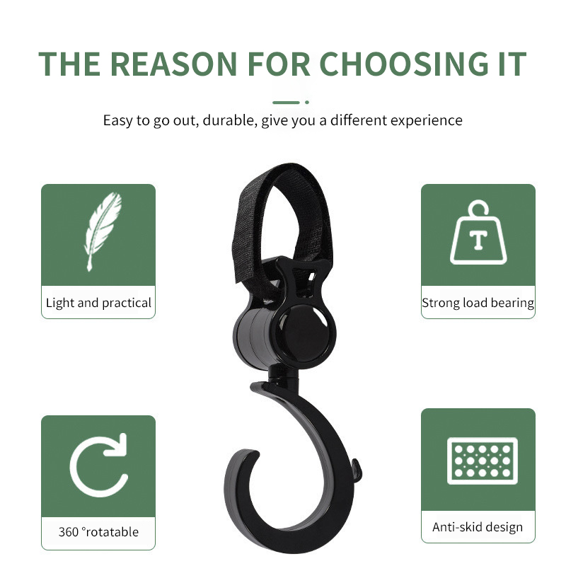 2 PCS Cartoon Stroller Acessórios Grau Grande Gancho Umbrella Car Gancho e Loop Stroller Gancho