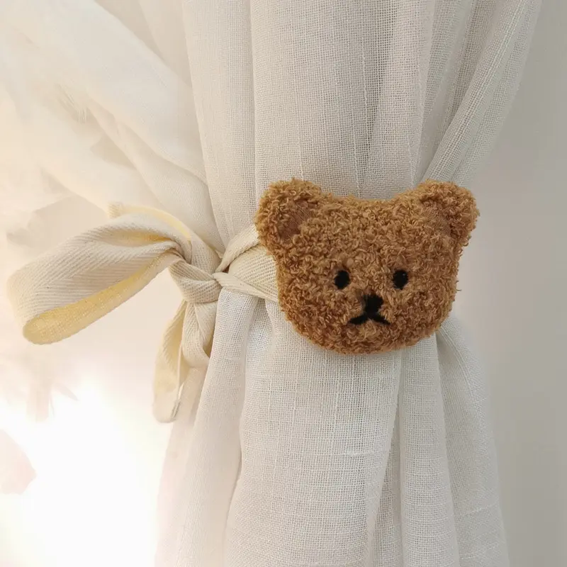 Rideau à fleurs ours Kawaii, boucle suspendue, accessoires de rideau, décoration de maison, corde à cravate