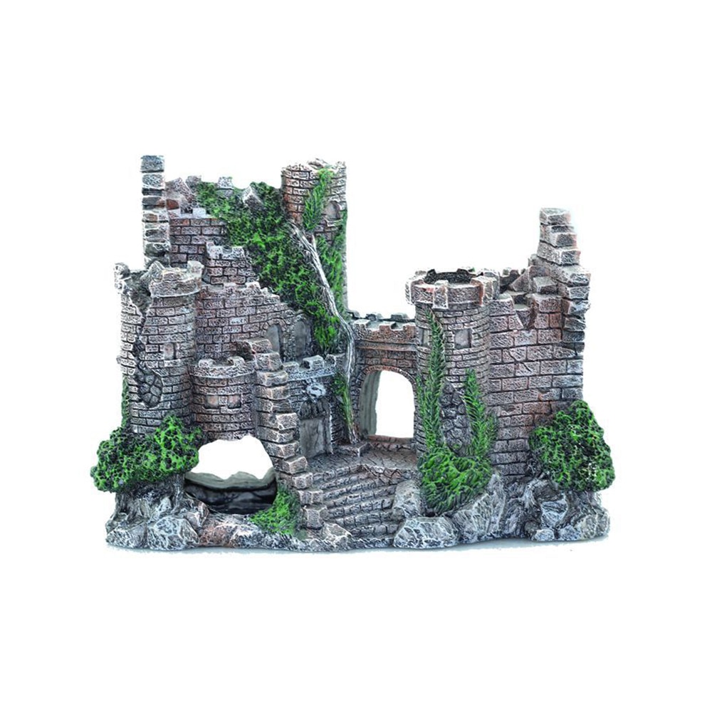 Decoratie aquarium oud kasteel decoratie aquatisch landschapsornament aquarium rots grot gebouw decoratie accessoires