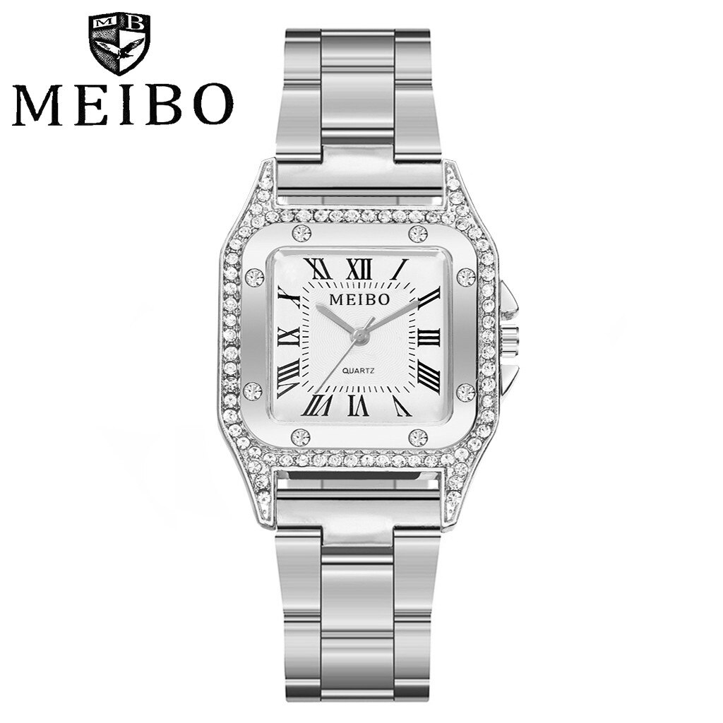MEIBO minimaliste cadran carré en acier inoxydable avec montre à Quartz pour femmes