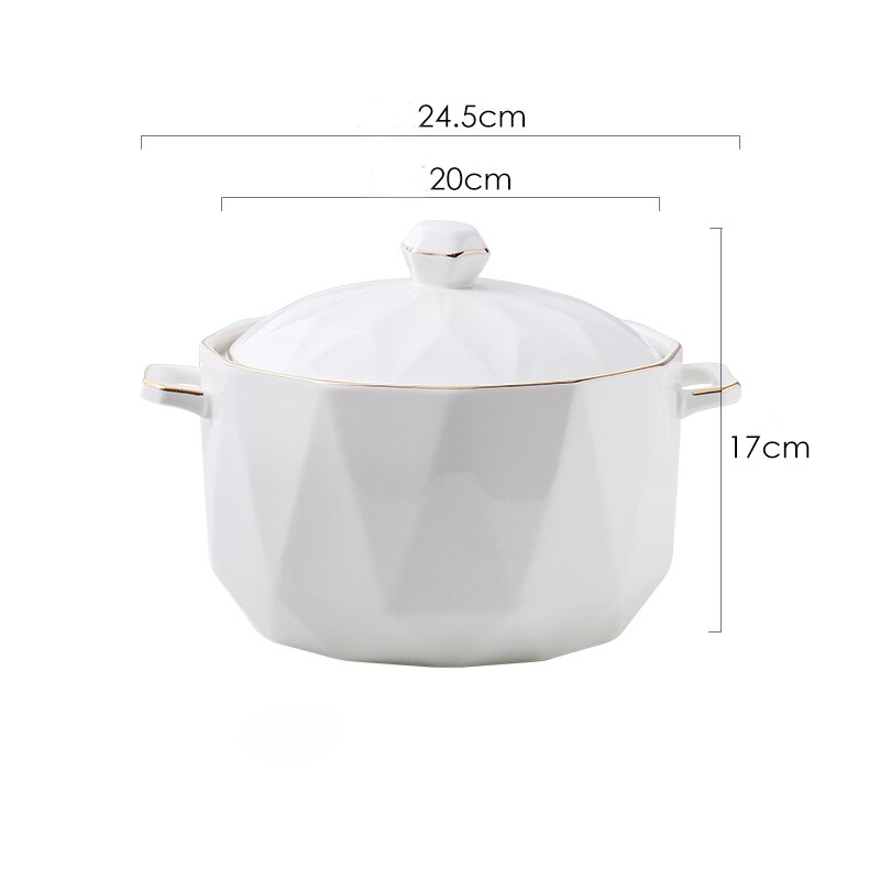 Kreatywne gospodarstwo domowe natychmiastowa miska z pokrywką na makaron styl skandynawski sałatka ceramiczna zupa owocowa wazy przeciw poparzeniom ryż spożywyczy garnek: biały L