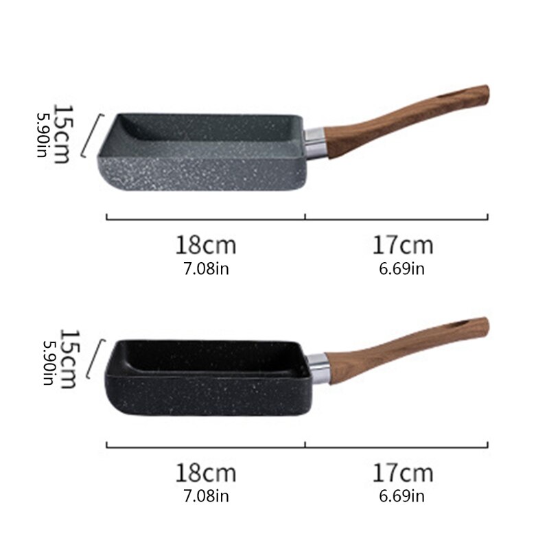Retangular Omelette Pan Tamagoyaki Egg Pan, Nonstick Maifan Stone, Anti-Scalding Handle for Glass ,Electic Gas Stove