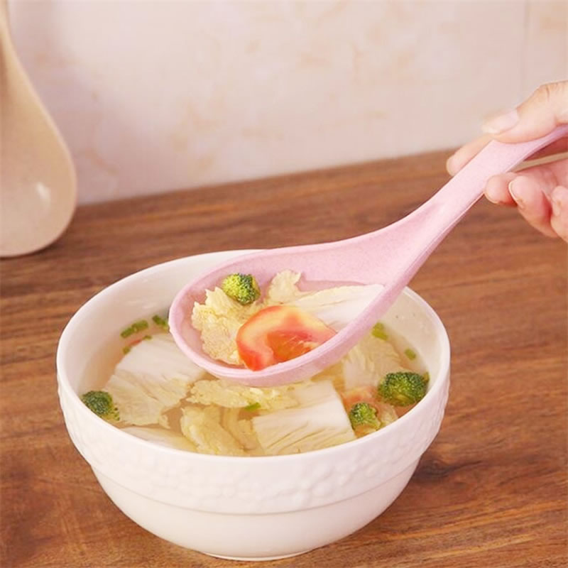 QueenTime Kunststoff Suppe Schöpfen Weizen Stroh Große Löffel Chinesische Suppe Löffel Mit Hängen See Blau Küche Pfannen Scoop Kochen Gerät
