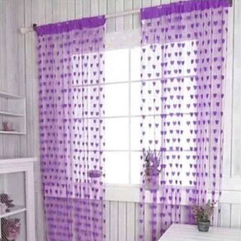 Goedkoopste String Gordijn voor Woonkamer Deur Kwastje Screen Room Divider Blind Venster Drape Hart Panel Chinese Gordijnen: Light purple
