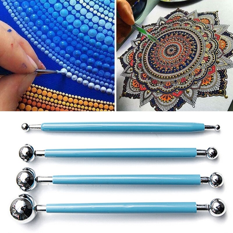 32pcs/set Mandala Dotting Tools Kit for Painting Rock Stone Acrylic Stick Stencil Template Drill Pen Palette Carry Bag