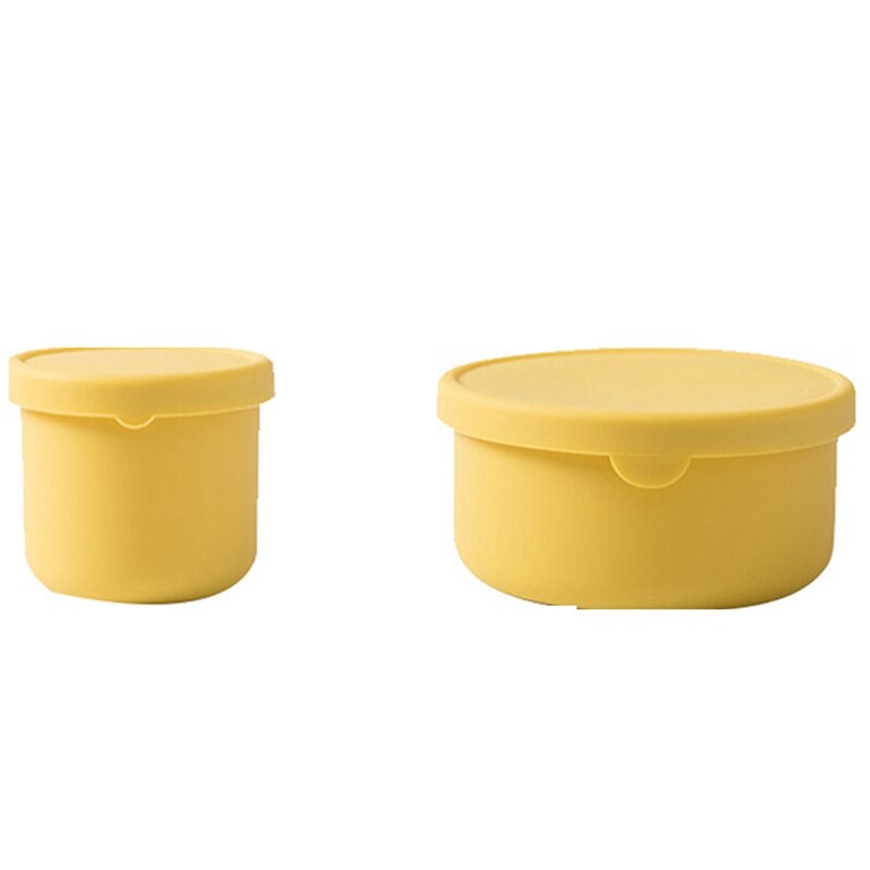 2PCS Sealed Lid Silicone Food Storage Container for Kitchen Lunch Box Meal Container: YELLOW