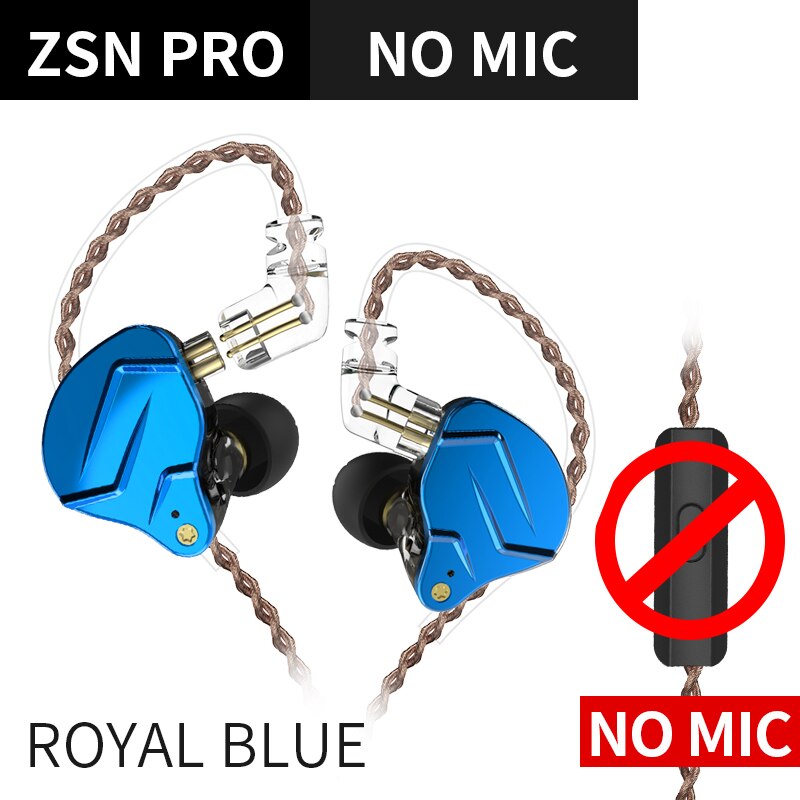 KZ ZSN PRO 1BA+1DD Hybrid technology HIFI Metal In Ear Earphones Bass Earbud Sport Noise Cancelling Headset ZSX ZSN PRO X ZSTX: Royal blue no mic