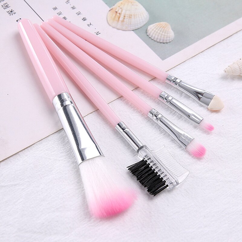 5pcs Full Women's Makeup Brushes Powder Eyeshadow Eyelash Cheek Color Brush Set Cosmetic Tool