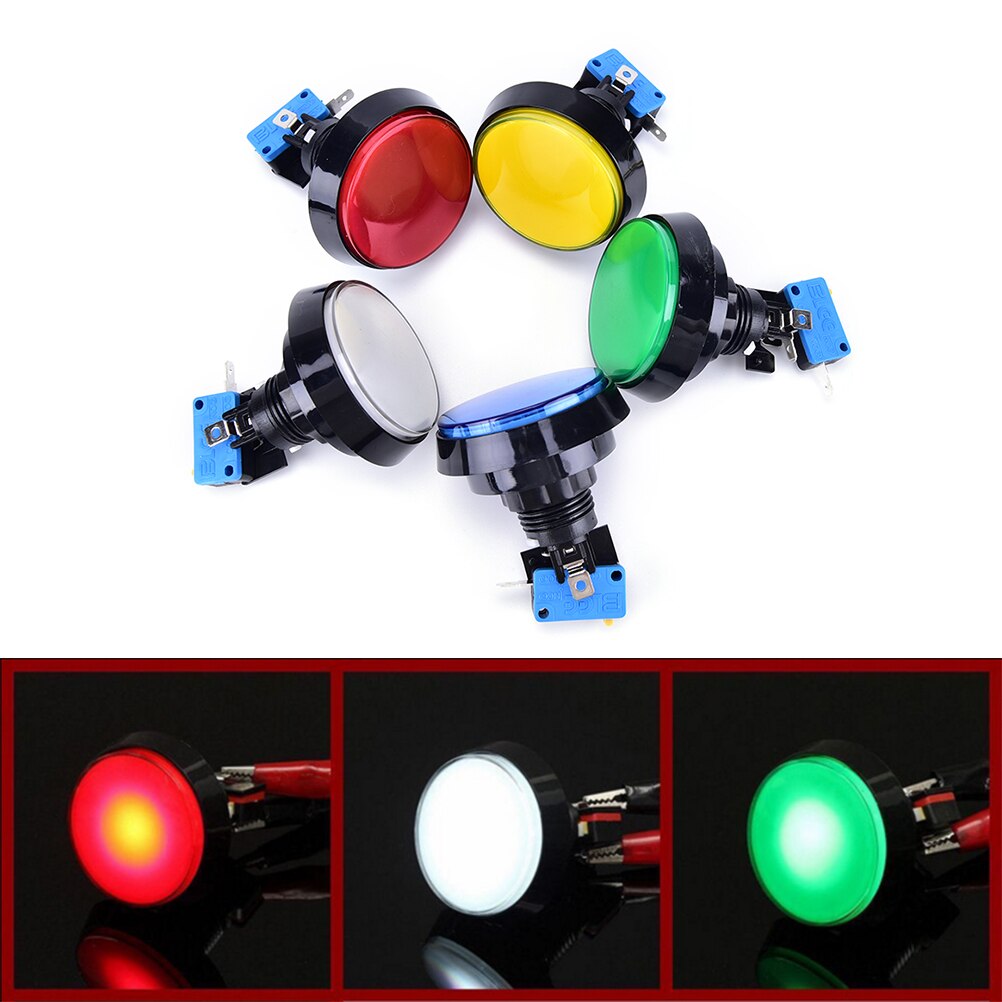 1 Stuks Arcade Knop 60Mm Led Licht Lamp Grote Ronde Arcade Video Game Player Drukknop 5 kleuren