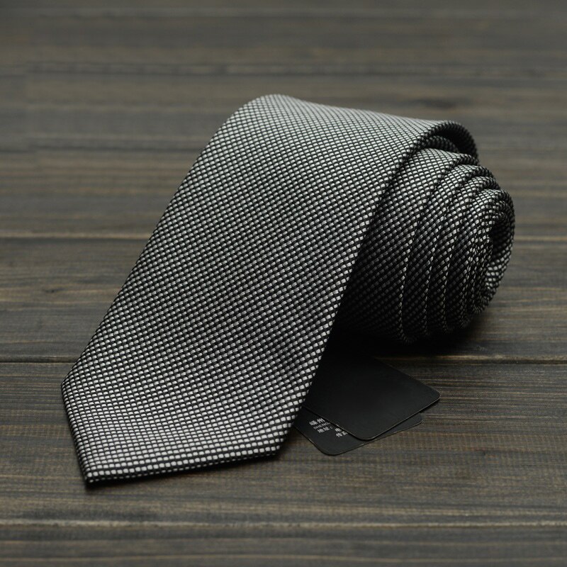 Hand Tie 8cm Formal Suit Business Wear Necktie Meeting Interview Office Wedding Men's Groom Grey Narrow Plaid Ties