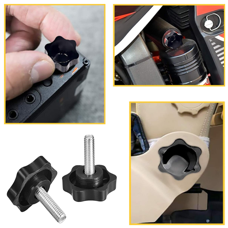 10pcs M5 M6 M8 Plastic Handle Screw Plum Hand Tighten Screw Star-Shaped Tightening Nuts Bakelite Carbon Steel Knob