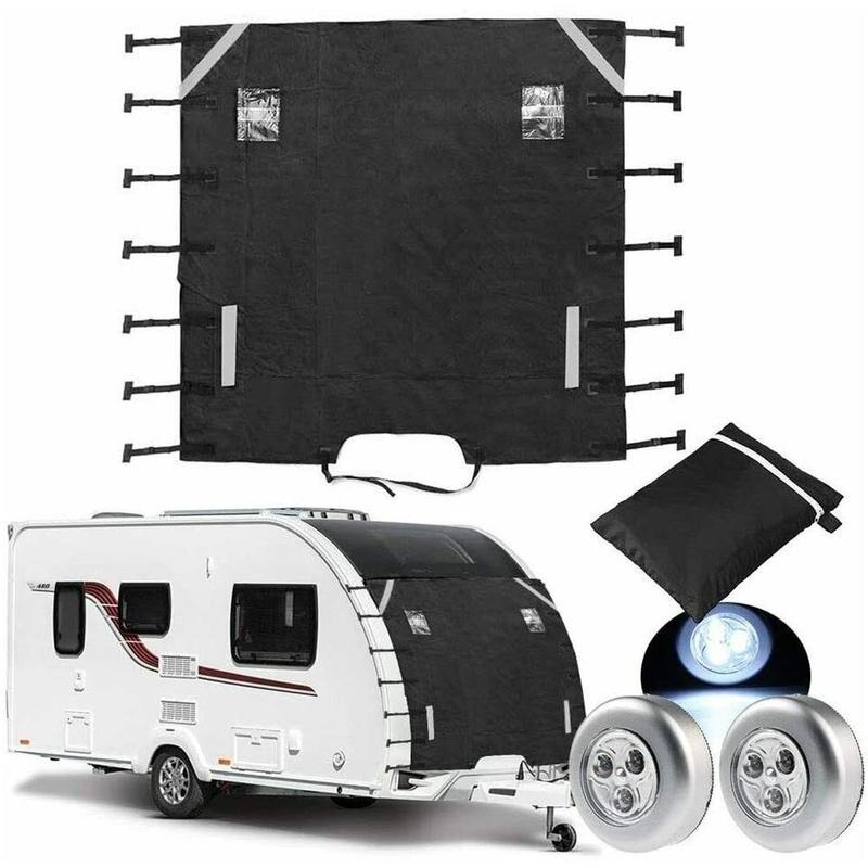 Universal Auto Caravan Front Towing Cover Protector With 2 Led Light Shield Dustproof 220x175cm