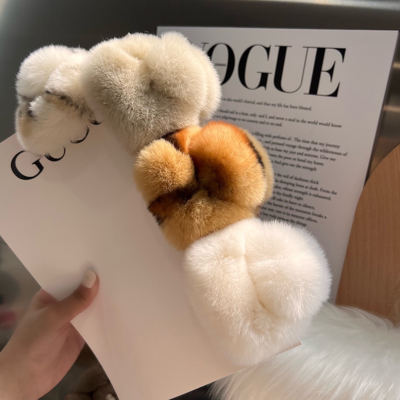 DuoShang automne et hiver loutre fourrure de lapin griffe de cheveux grand carré en peluche pinces à cheveux doux crabe pinces à cheveux femmes accessoires de cheveux