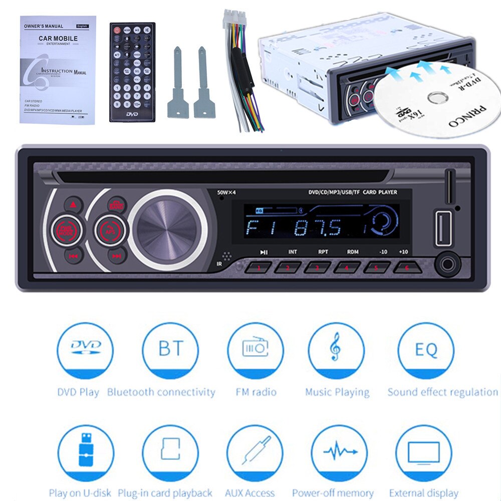 1 din bil dvd  mp3 afspiller bluetooth bil multimedie afspiller video output cd vcd usb tf fm radio til vw til bmw toyota mazda