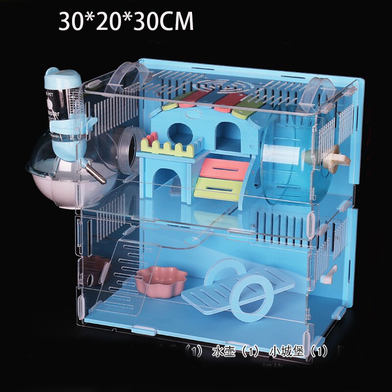 Acrylic Hamster Cage Transparent Double Layer Large Size DIY Guinea Pig Villa Toy Small Pet Rat Nest hedgehog House Accessories: C04