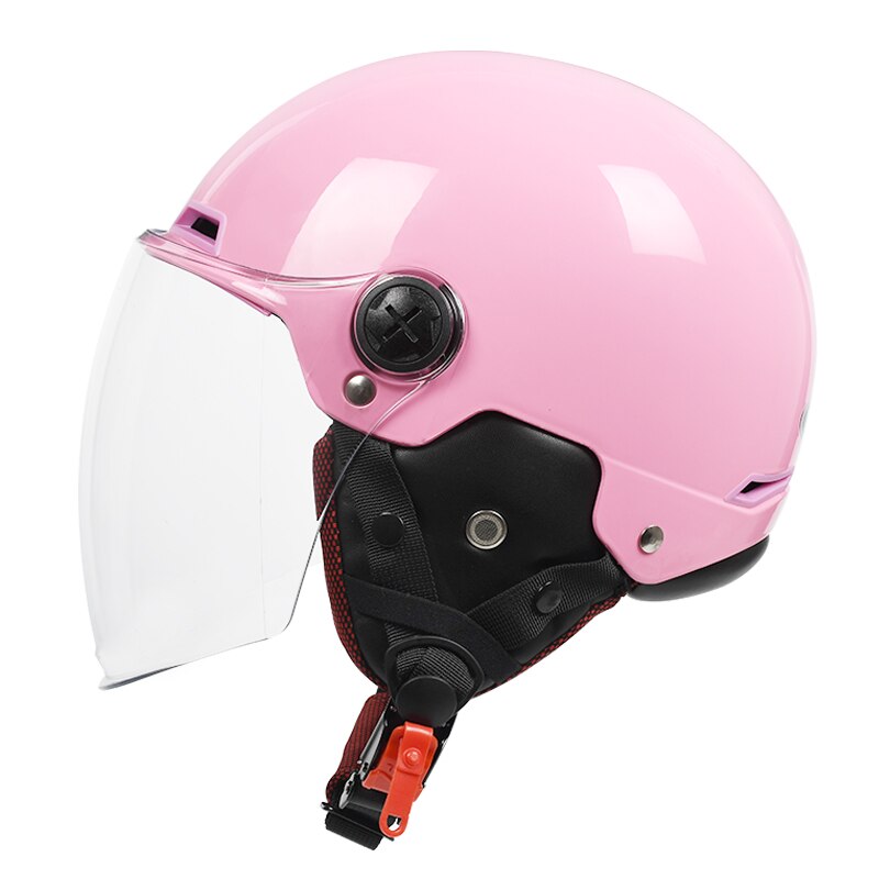YEMA-medio casco de motocicleta Vintage para hombre y mujer, protector de seguridad para Moto eléctrica y ciclismo: pink