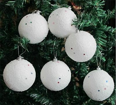 6 stuks/partij kerstbal ornamenten ronde bal kerst familie kerstbal ornamenten boom knutsel glitter