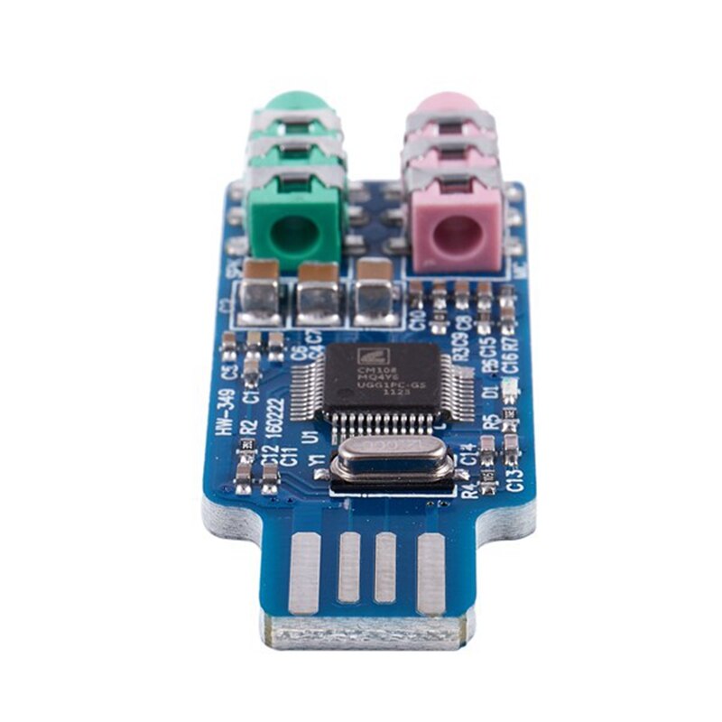 2 pcs free driver usb sound card  cm108 usb sound card chip blue