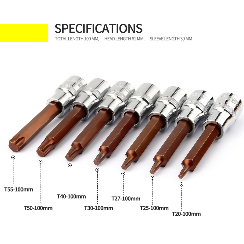 1/2 torx-terähylsyä 1 kpl  s2 tähtiteräsovitin momenttiavaimelle räikkähylsy-avain  t20 t25 t27 t30 t40 t50 t55