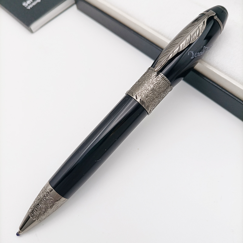Luxe rollerball balpen met vulpen, model mb, esdoornblad op penclip, schrijfwaren voor zakelijk gebruik, school, kantoor.: Zwart / Bruin