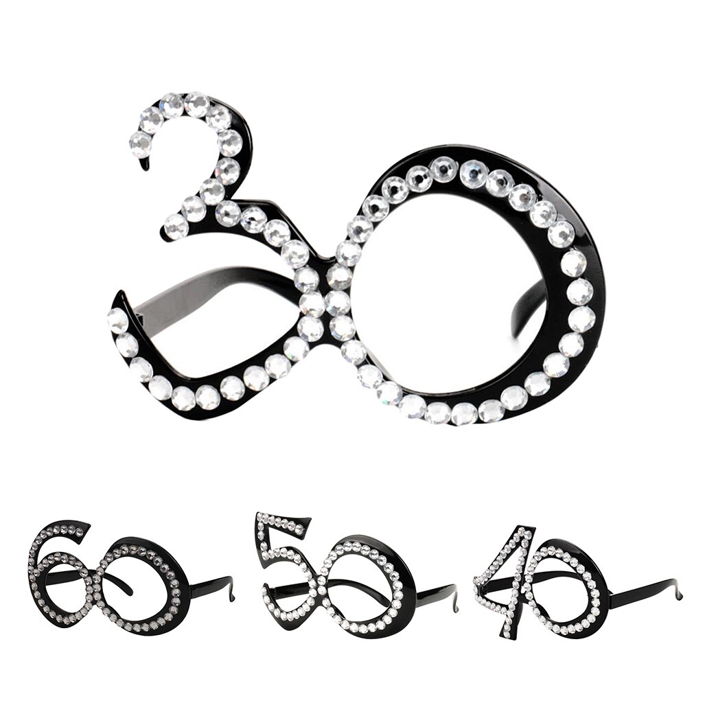 30th 40th 50th 60th Grappige Glitter Diamante Verjaardagsfeestje Bril Plastic Frame Eyewear Accessoires