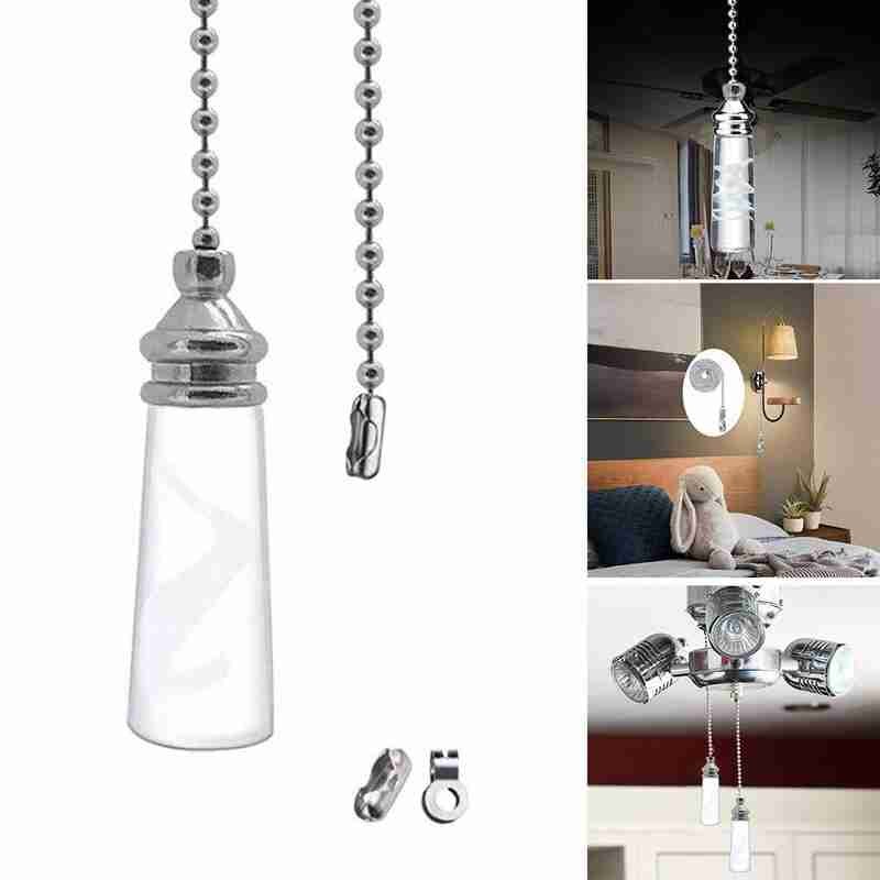 Bathroom Ceiling Light Switch Pull Cord String Crystal Handle Decor W/connector B2Y8