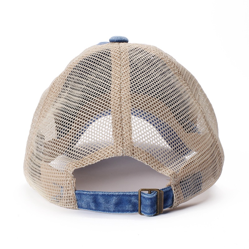 Tennis Baseball Cap Retro Stijl Gewassen Katoen Mesh Strapback Hoed Hoofddeksels Outdoor Sportkleding met Verstelbare Rug Sluiting