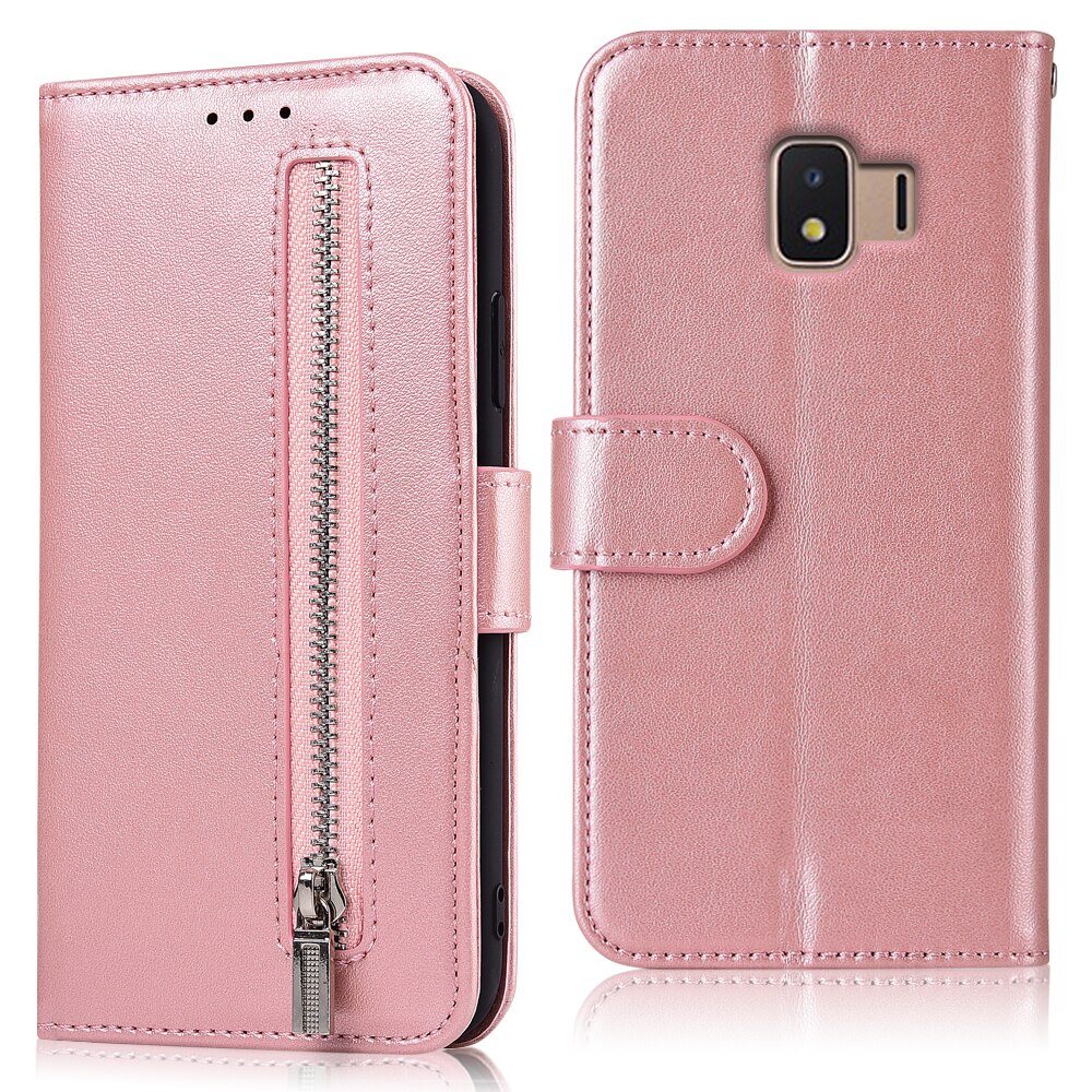 For On Samsung Galaxy J2 Core J260 J260F SM-J260F Case Zipper Flip Wallet Leather Case For Samsung J2 Core J260 J 260 Cover: 61zipper--Pink