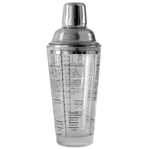 350ml Glass Cocktail Shaker Mixer Cocktail Whisks Glass Cup Set with Measurement Stainless Steel Bar Tools: Single cup