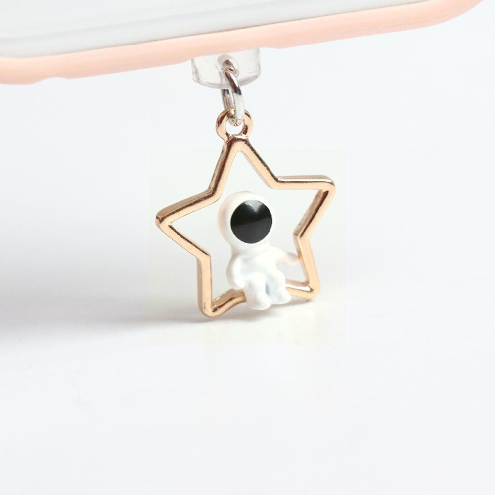 astronauta polvere tappo fascino carino caricare porta anti polvere tappo Kawaii Usb genere C tappo per auricolare Jack tappo cap Penda V2y6