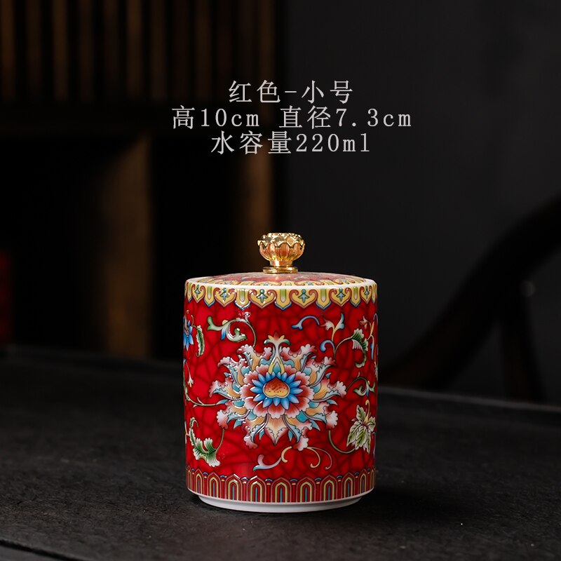 Colorful Ceramic Tea Caddies Large Handmade Porcelain Coffee Sugar Storage Jars Tea Caddies Home Caja De Te Home Garden DG50TC: red small