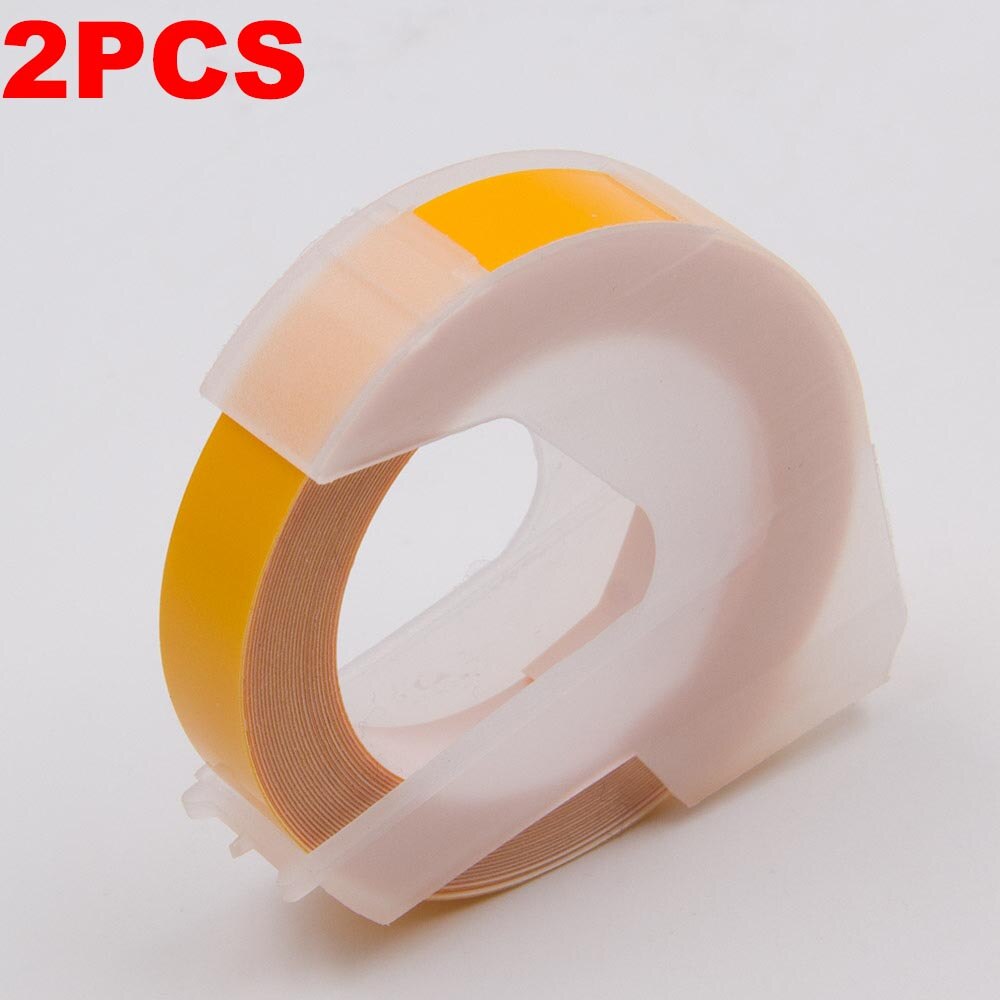 Absonic 2PK 9mm 3D Embossing PVC Label Tapes Compatible Dymo 1610 1880 12965 Manual Label printers for Motex E101 Label Makers: White on Yellow