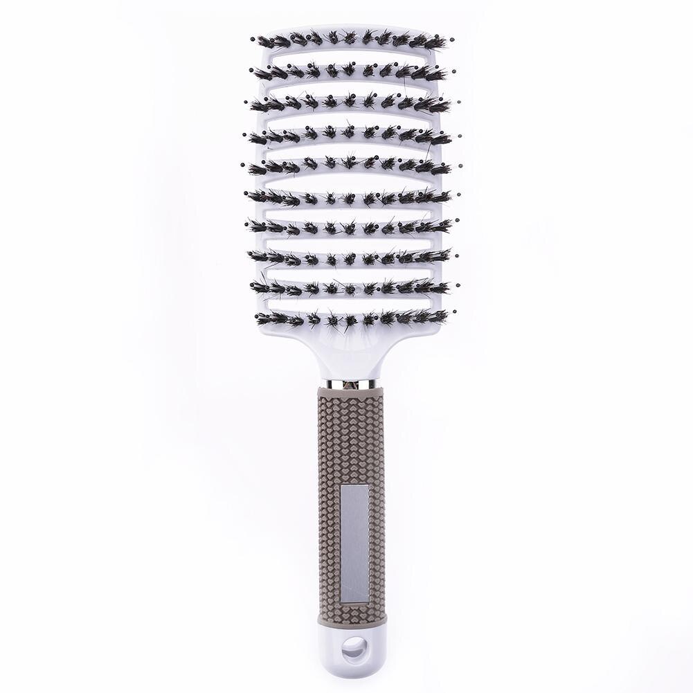 Girls Hair Scalp Massage Comb Hairbrush Bristle Nylon Women Wet Curly Detangle Hair Brush for Salon Hairdressing Styling Tools: White