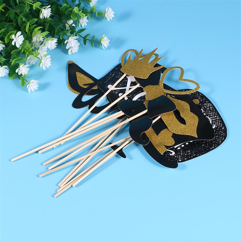 12pcs Party Prop Set Funny Glitter Decorative Photo Booth Props Party Supplies for Photograph Party Wedding