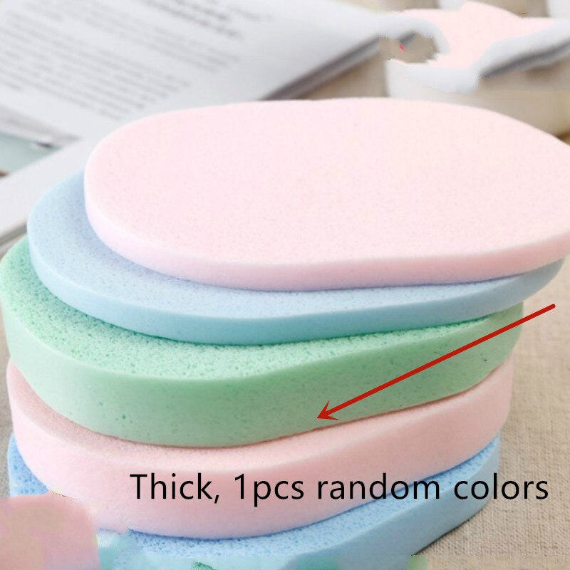 1 PC Face Washing Product Natural Sponge Wash Cleansing Elliptical Sponge Beauty Makeup Tools Cleaning Random Color: Thick