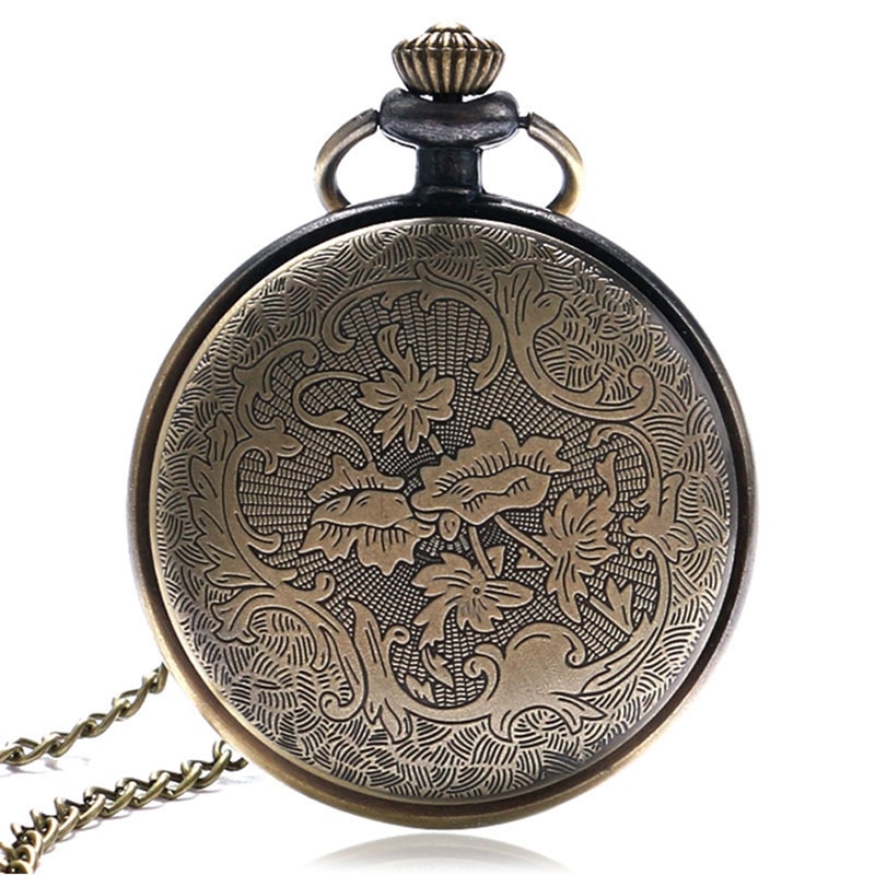 Eenvoudige stijl steampunk beige wijzerplaat kleine antieke bronzen romeinse cijfers wijzerplaat quartz zakhorloge ketting hanger heren dames