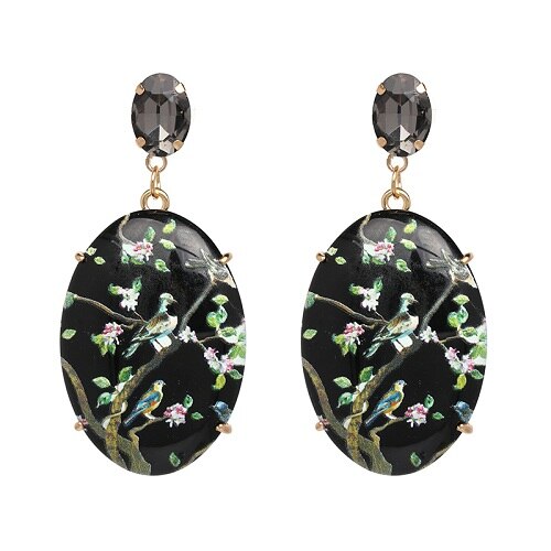 Jujia Bohemian Etnische Big Crystal Flower Oorbellen Bruiloft Sieraden Oorbellen Voor Vrouwen Party Brincos: 51075-BK
