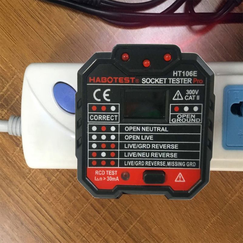 HT106 Electric Socket Tester Neutral Live Earth Wire Testing Circuit Polarity
