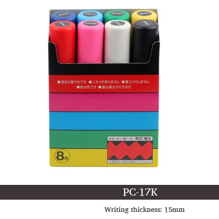 Uni posca tuschpenna pc -1m st -3m st -5m uppsättning pop affisch reklam penna måla penna komisk målning rund huvud vatten konst markör