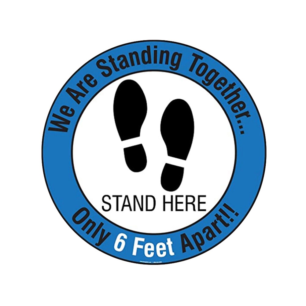 Social Distancing Floor Sticker Indoor Outdoor Ground Sticker Safety Floor Decal Sign for Crowd Control Guidance: blue white