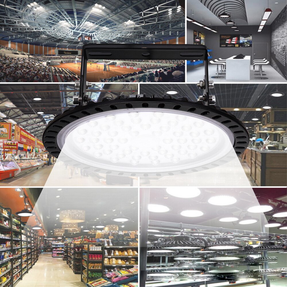 Værkstedslampe  ip65 vandtæt ledet højbugt lys industriel lampe projektør ufo garage lager stadion lys 50w 100w 200w