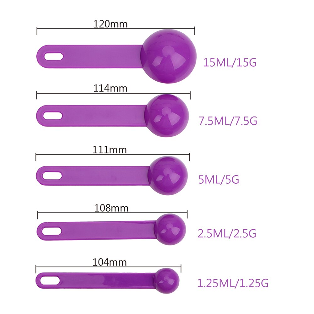 5 piece/Set Plastic Measuring Spoon Baking Tool For Baking Coffee Tea 1.25ml/2.5ml/5ml/7.5ml/15ml Measure Tool