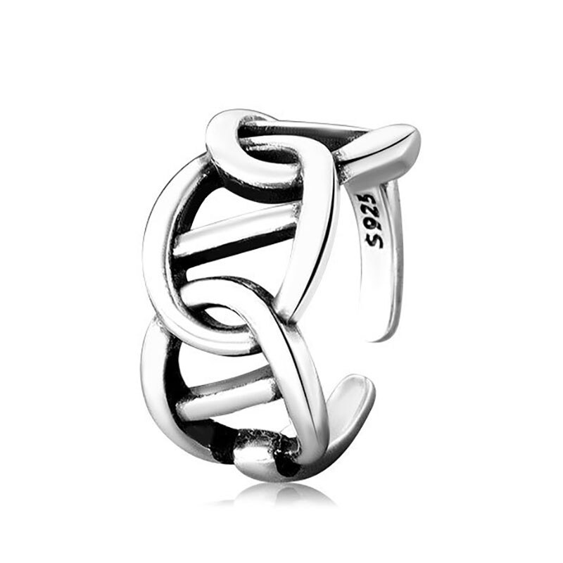 Foxanry 925 Sterling Silver Trendy Rings for Women Simple Hollow Geometric Handmade Party Jewelry