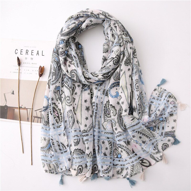 Foulard à pompon en coton pour femme, écharpe en lin à fleur, paréo pour la plage, Hijab, écharpe d'été,: 6