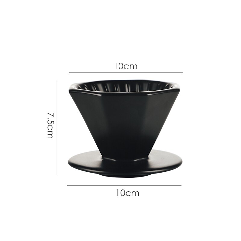 Simple Coffee Filter Set V60 Ceramics Coffee Dripper 1-2 Cups Coffee Sharing Pot Brew Coffee Filter Funnel Reusable Coffee Jug: V01 BK