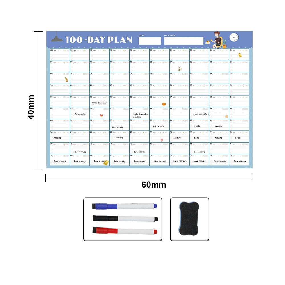 Daily Planner Wall Calendar 100 Days Daily Monthly... – Grandado