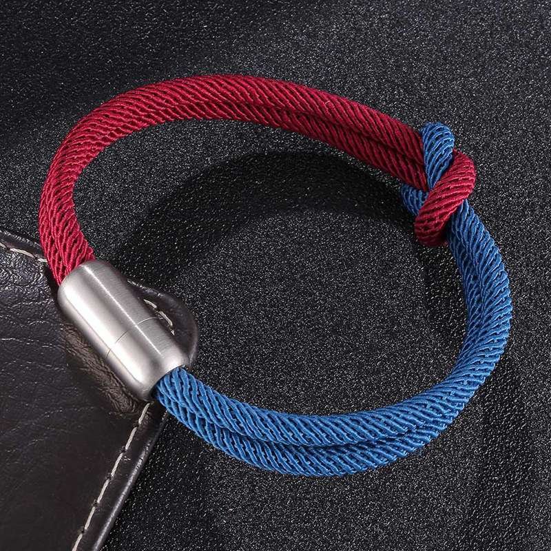 Fortafy Minimalistische Blauwe Rode Draad Armband Voor Vrouwen Mannen Geluk Dubbele Milan Touw Concentrische Knoop Charm Stellen Sieraden FR1160