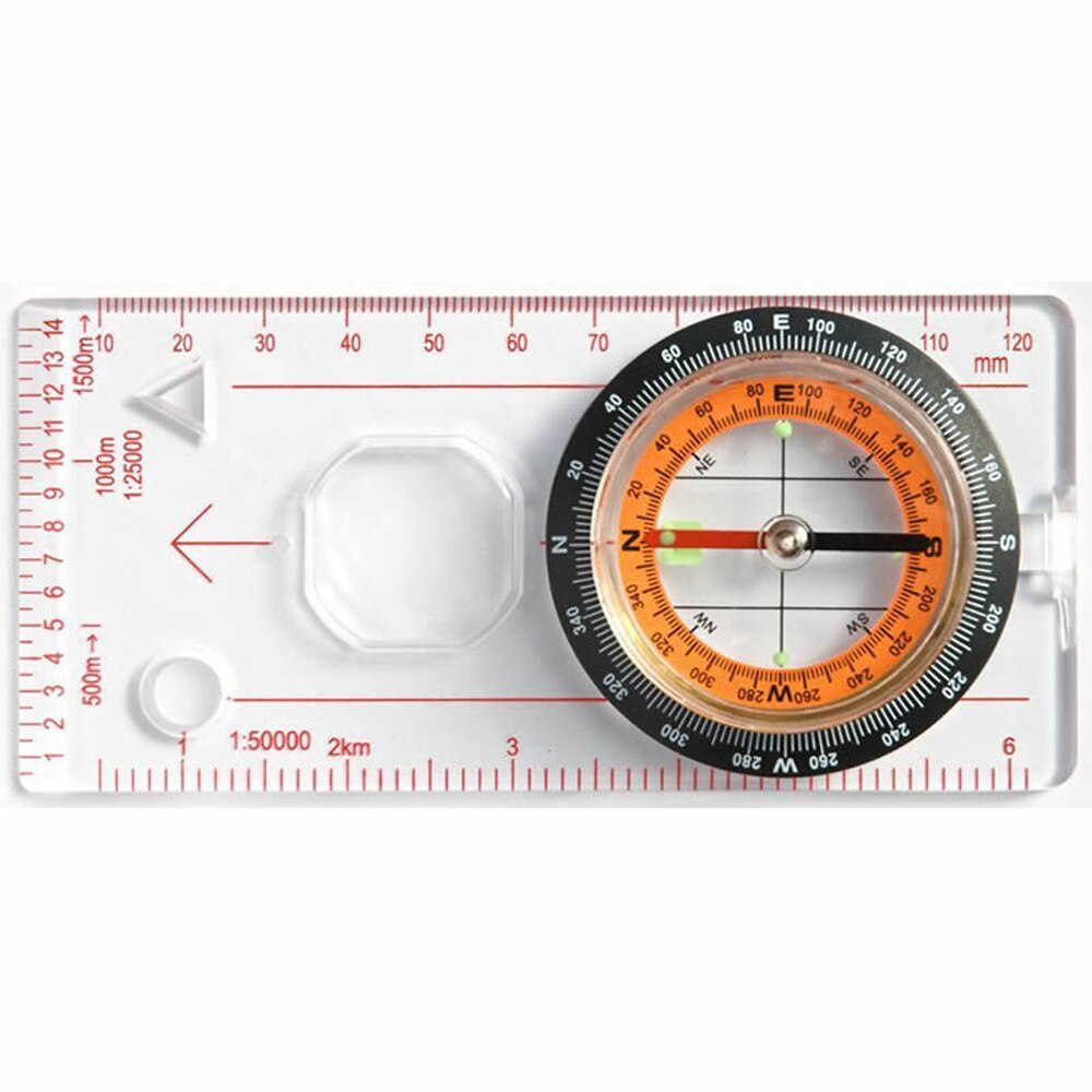 Multifunction Ruler Compass Outdoor Map Scale Magnifier W/ Strap Camping Hiking Outdoor Hiking Camping Baseplate Compass